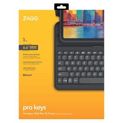 ZAGG Pro Keys Bluetooth Keyboard Case for Apple iPad Pro 12.9 (2021 / 2020 / 2018) by ZAGG