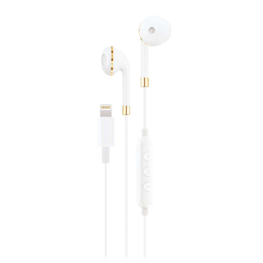 AMPD Wired Apple Lightning In Ear Headphones White by AMPD