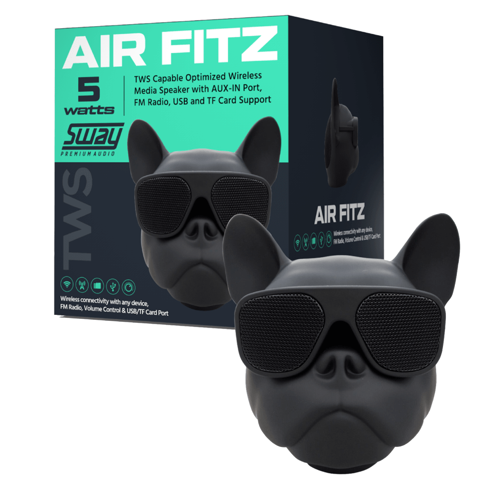 Sway Air Fitz Bluetooth Desktop Media Speaker - Black French Bulldog Design