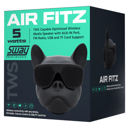 Sway Air Fitz Bluetooth Desktop Media Speaker - Black French Bulldog Design