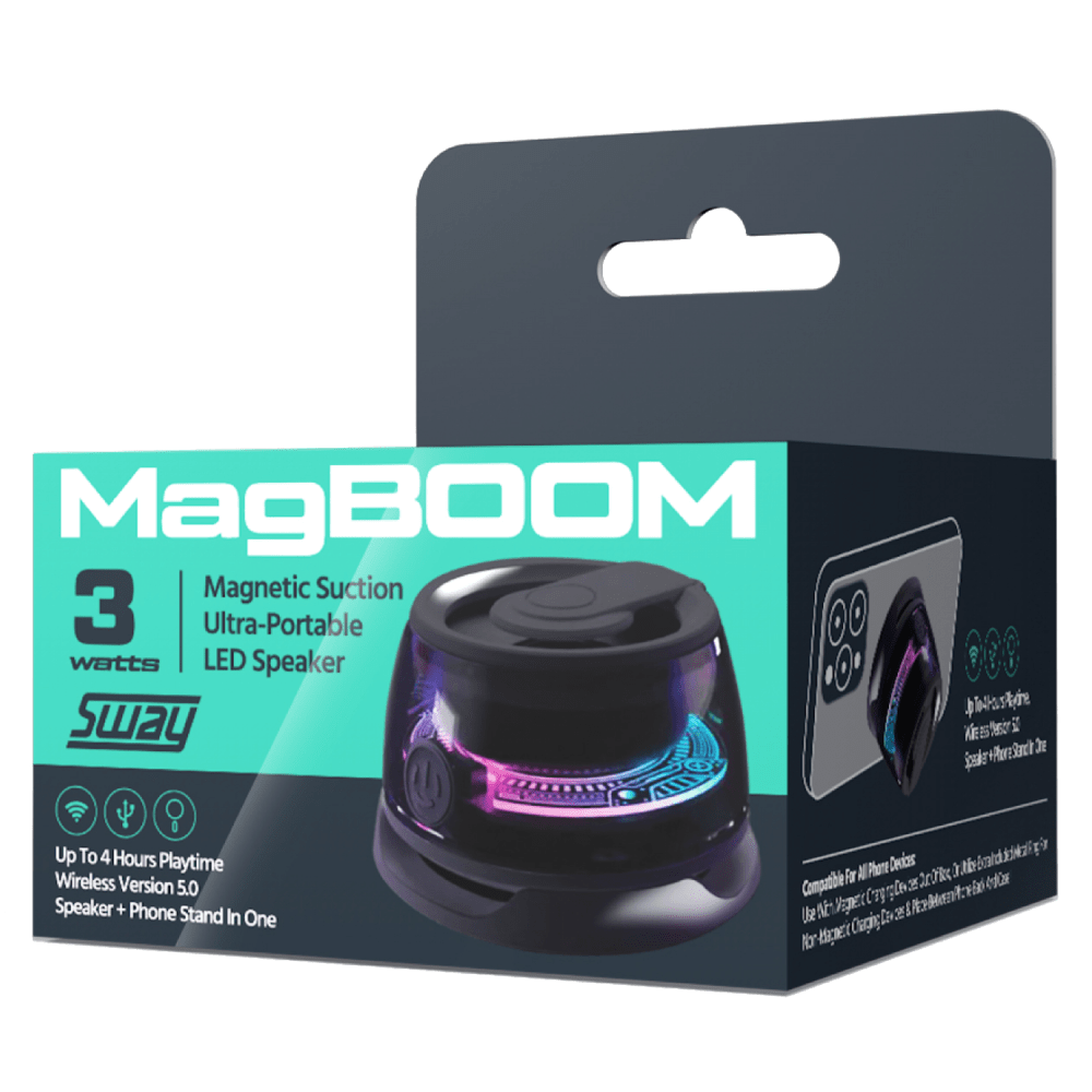 Sway MagBoom LED Magnetic Bluetooth Speaker - Portable, Compact, & Powerful