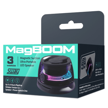 Sway MagBoom LED Magnetic Bluetooth Speaker - Portable, Compact, & Powerful